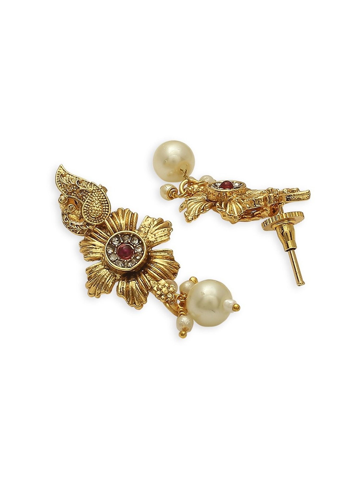 Oomph Antique Ethnic Red Necklace & Earring Set