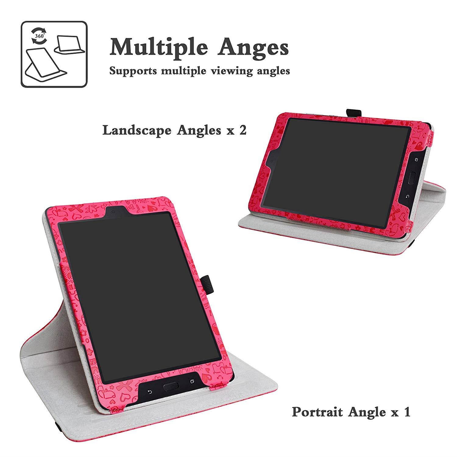 ZenPad Z8s ZT582KL / Z8 ZT582KL-VZ1 Rotating Case,Mama Mouth 360 Degree Rotary Stand With Cute Pattern Cover For 7.9" Asus ZenPad Z8s ZT582KL / Z8 ZT582KL-VZ1 Android 7.0 Tablet,Rose Red