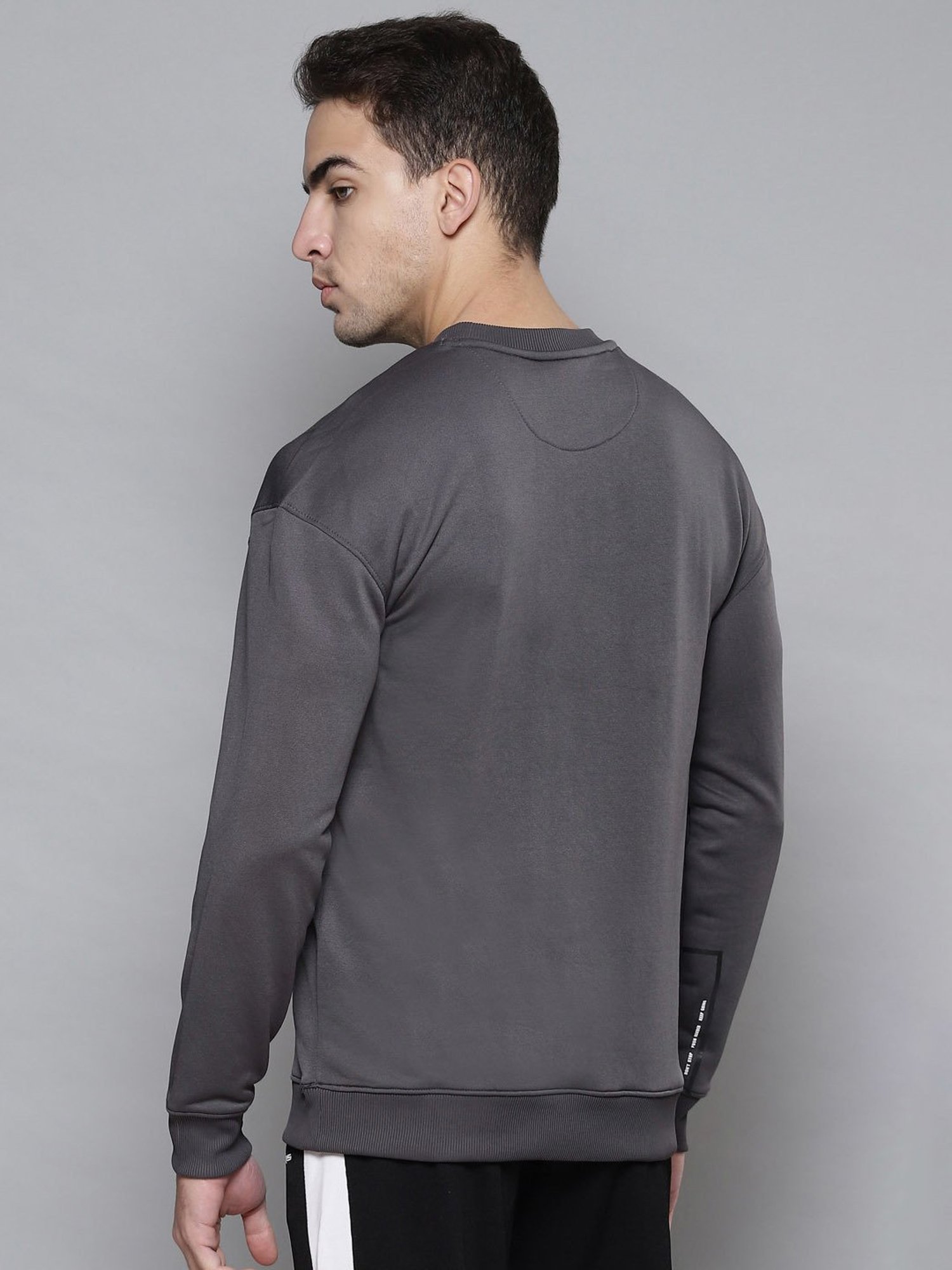 ALCIS Grey Slim Fit Printed Sweatshirt