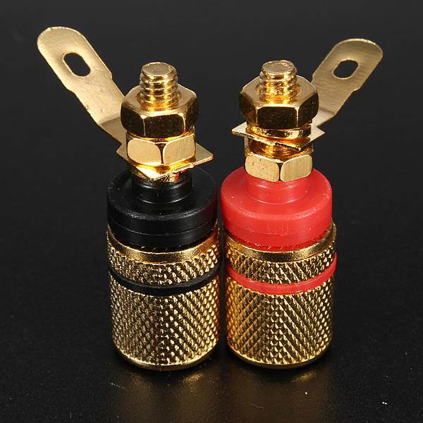 Amplifier Speaker Terminal Binding Post Banana Plug Socket Connector 2x Gold Plated Suitable for 4mm banana plugs