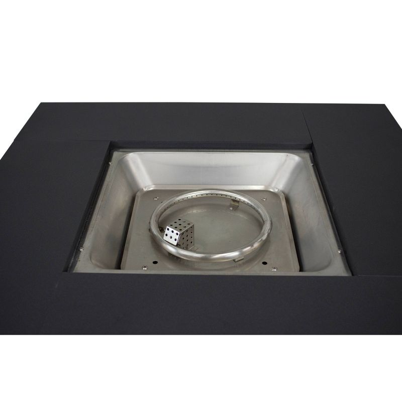 Pleasant Hearth Montreal 38" Matte Black and Stainless Steel Gas Fire Pit Table