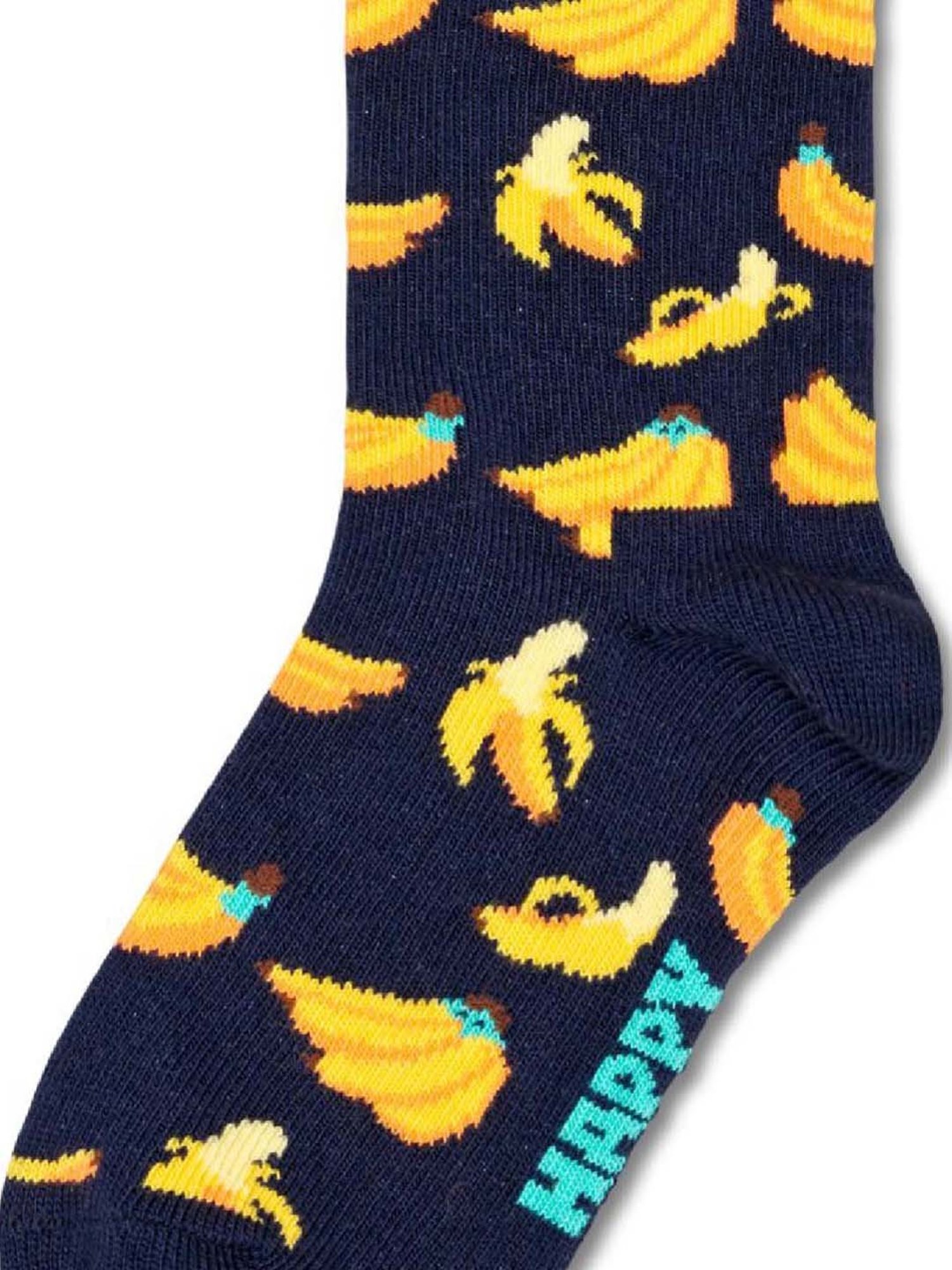 Happy Socks Kids Banana Black & Yellow Cotton Printed Socks (7-9Y)