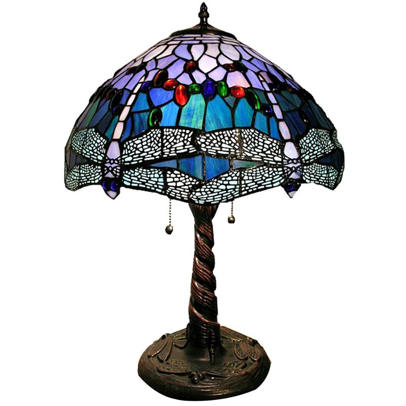 16" x 16" x 24" Tiffany Style Dragonfly Lamp Blue/Purple - Warehouse of Tiffany