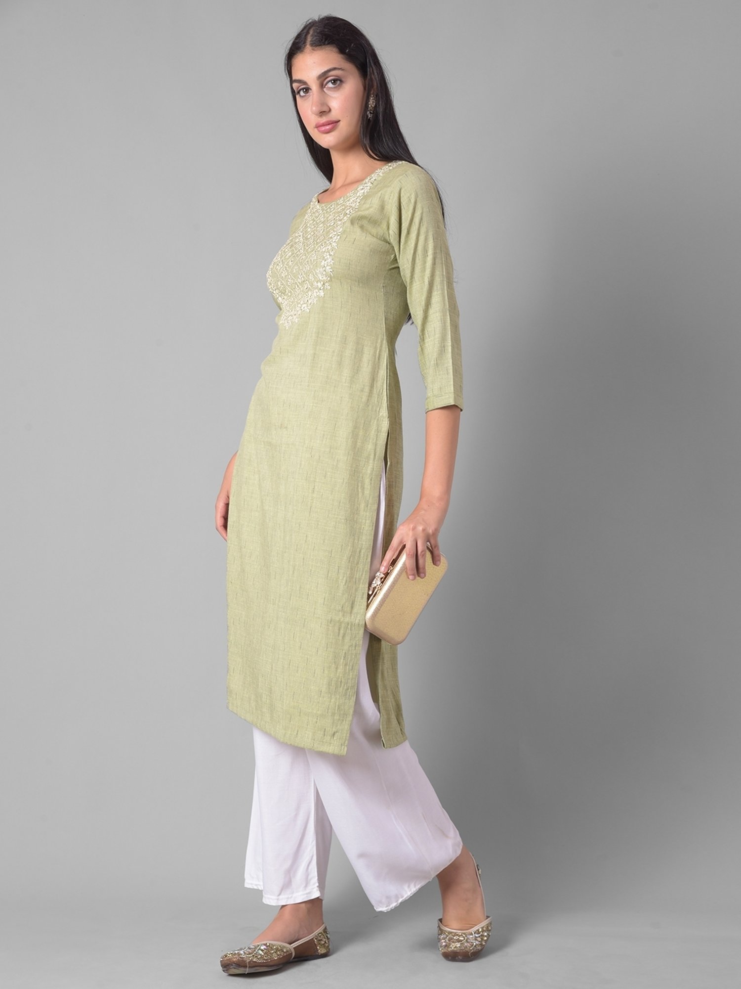 Dollar Missy Green Embroidered Straight Kurta