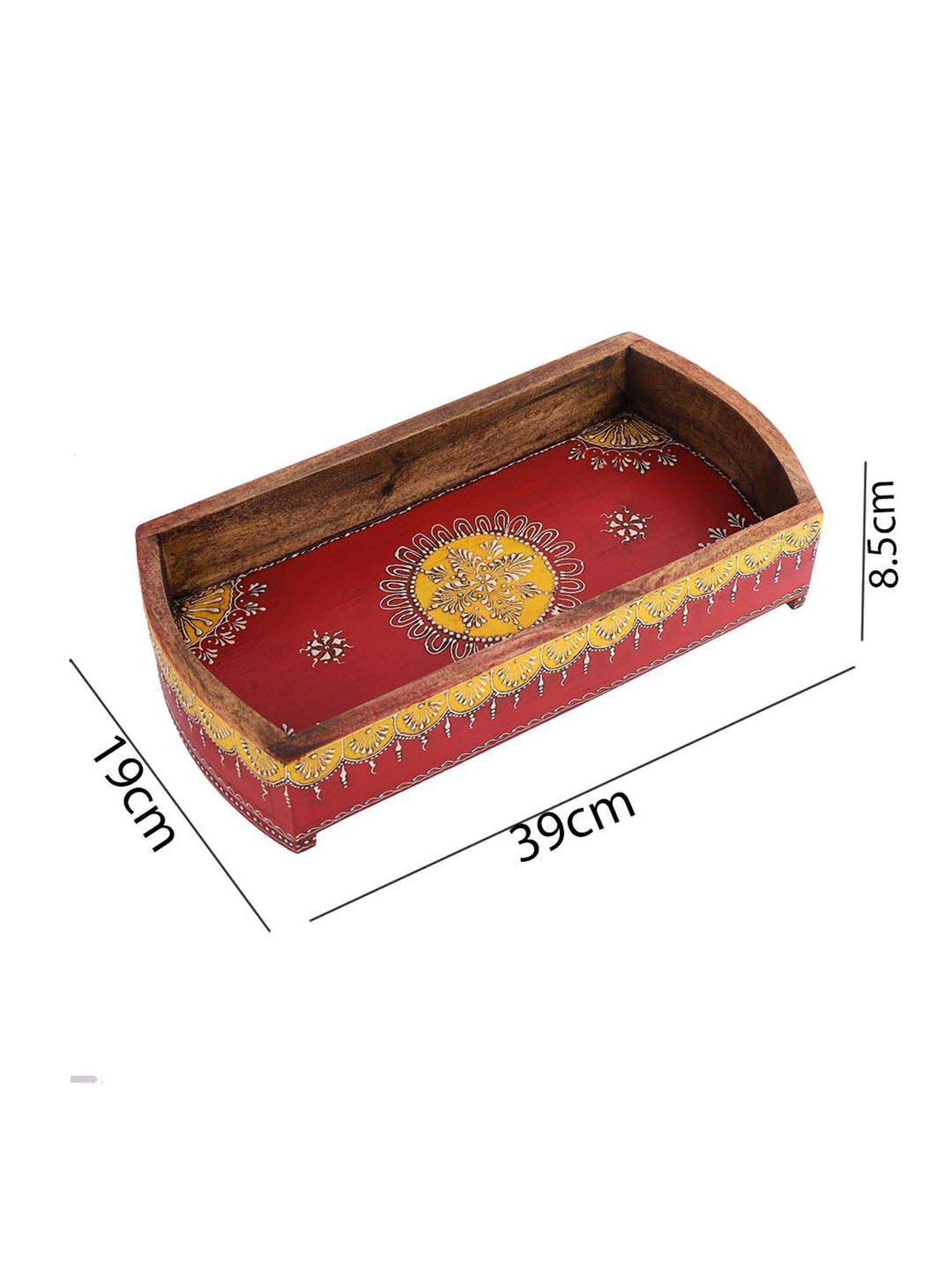 Aapno Rajasthan Red Wooden Serving Tray