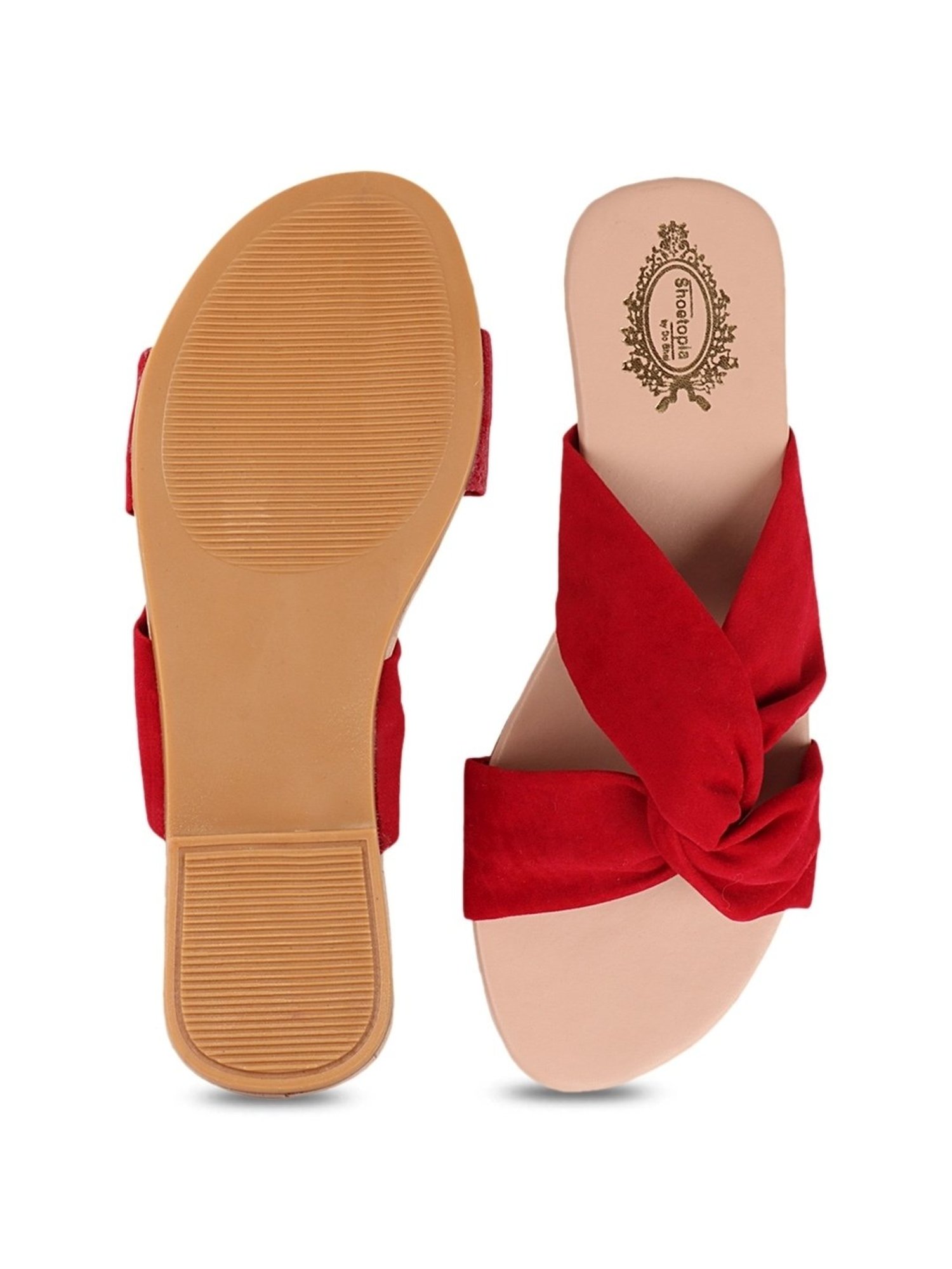 Shoetopia Women's Red Casual Sandals