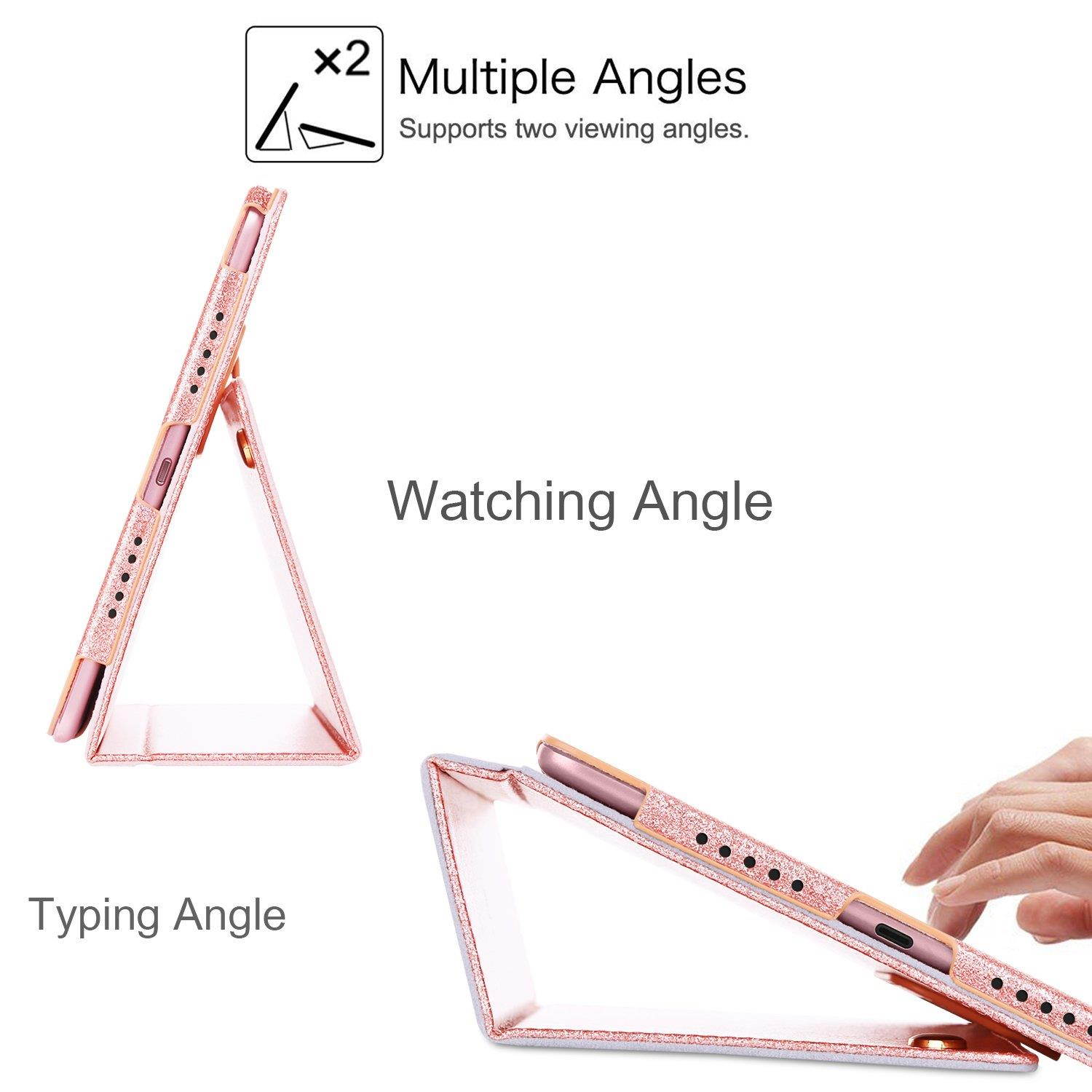 BENTOBEN iPad Air (3rd Gen) 10.5" 2019/ iPad Pro 10.5 2017 Case with Pencil Holder Folio Stand Smart Auto Wake/Sleep Glitter Slim Protective iPad Cover for 10.5 Inch iPad Pro & iPad Air 3 Rose Gold