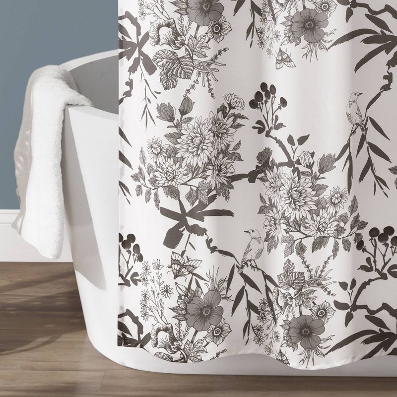 Botanical Garden Shower Curtain Gray/White - Lush Décor