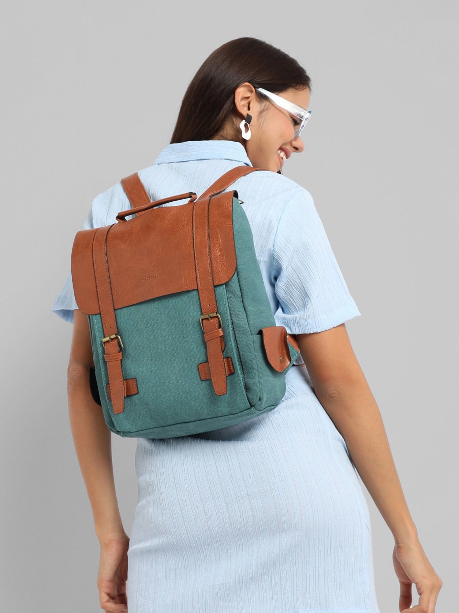 HauteSauce Teal Green & Brown Large Backpack