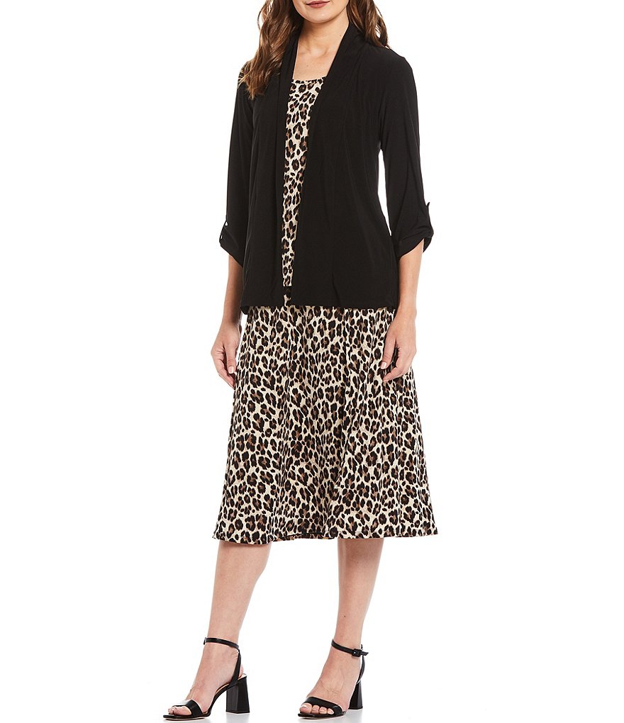 Ali Miles Petite Size Open Mesh Two Button Front 3/4 Sleeve Jacket