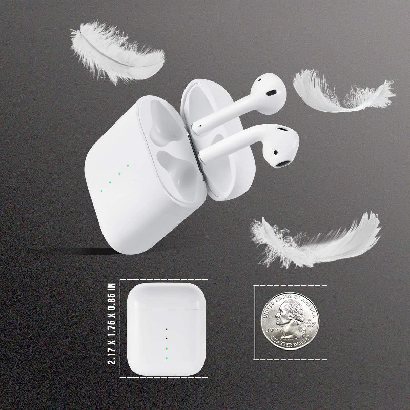 Dartwood True Wireless Earbuds, Portable Splashproof Headphones with Bluetooth Connectivity, Immersive Sound Earphones, Mic & Volume Control (White)