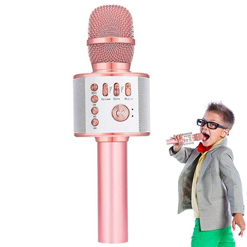 Bluetooth Karaoke Microphone, Handheld Wireless Singing Karaoke Machine Speaker, Portable Mic Player for Christmas Birthday Home Party