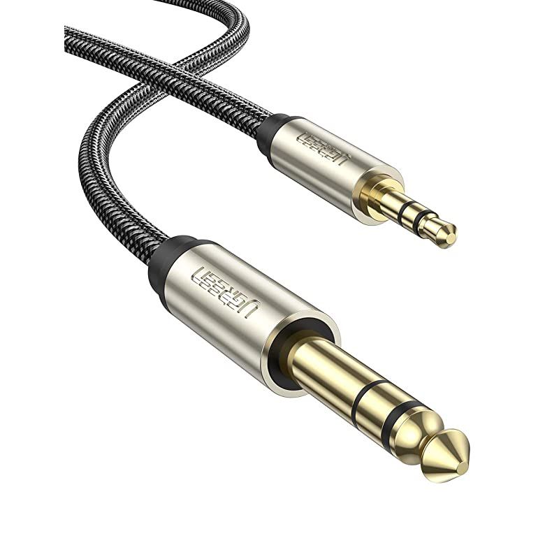 635mm 14quot Male to 35mm 18quot Male TRS Stereo Audio Cable with Zinc Alloy Housing and Nylon Braid Compatible for iPod LaptopHome Theater Devices and Amplifiers 15FT