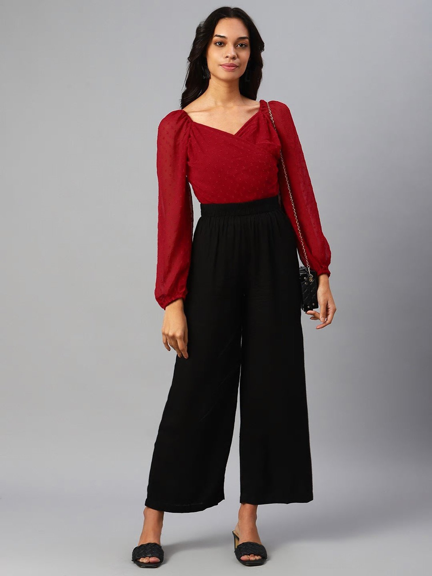 Melon by PlusS Red Sweet Heart Neck Peplum Top