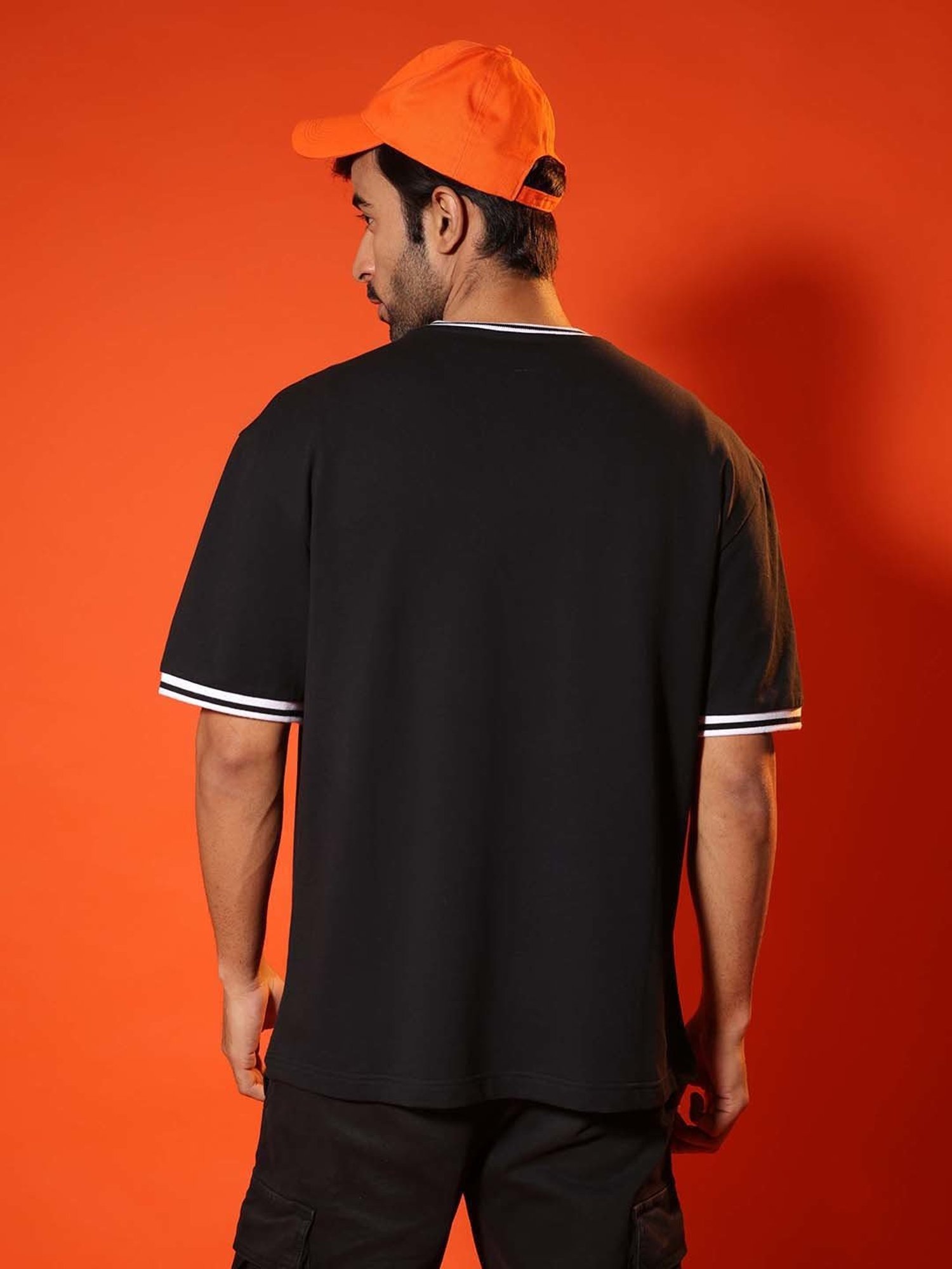 SUBTRACT Black Regular Fit Cotton Oversized Crew T-Shirt