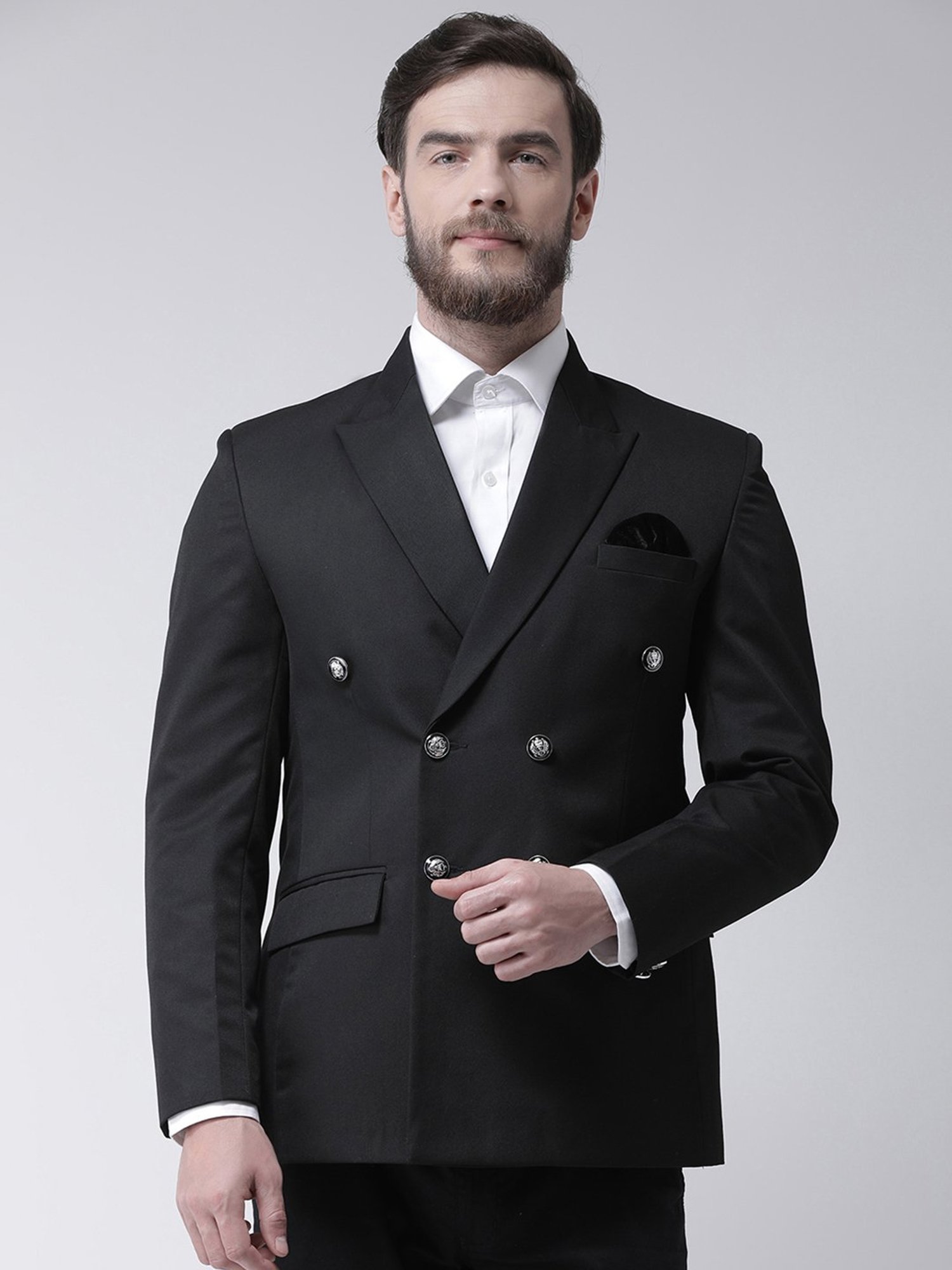 Hangup Plus Black Regular Fit Peak Lapel Blazer