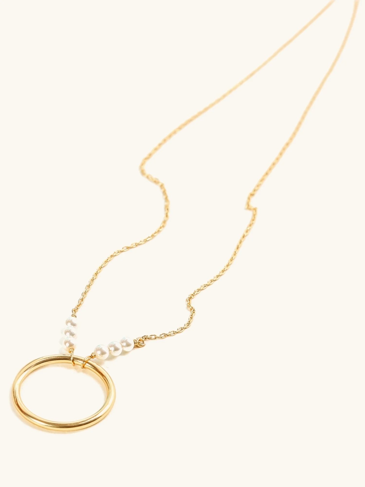 Mabel 92.5 Sterling Silver 18k Gold-Plated Hoop and Pearl Charm Necklace