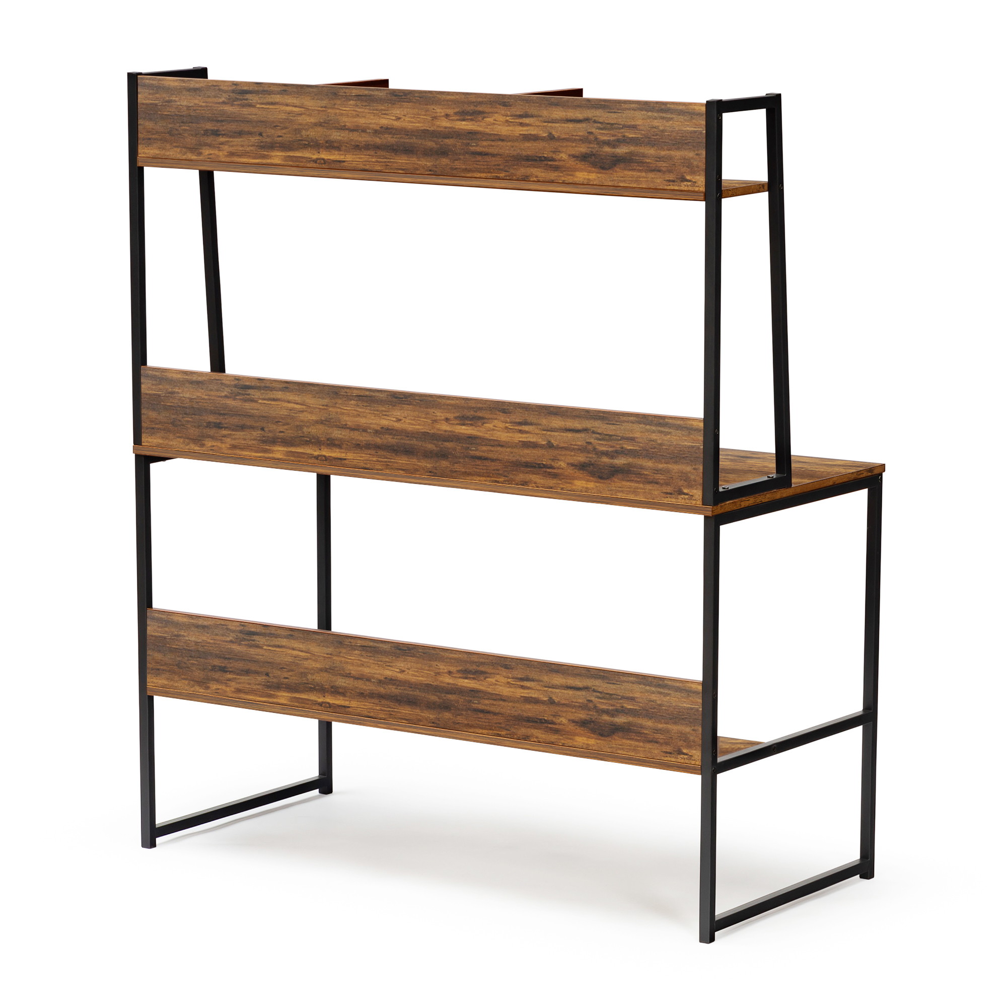 47 inch Computer Desk Office Writing Desk Workstation Desk Gaming Desk with Bookshelf Desktop Display Shelves Bottom Storage Shelves for Home Office Small Space