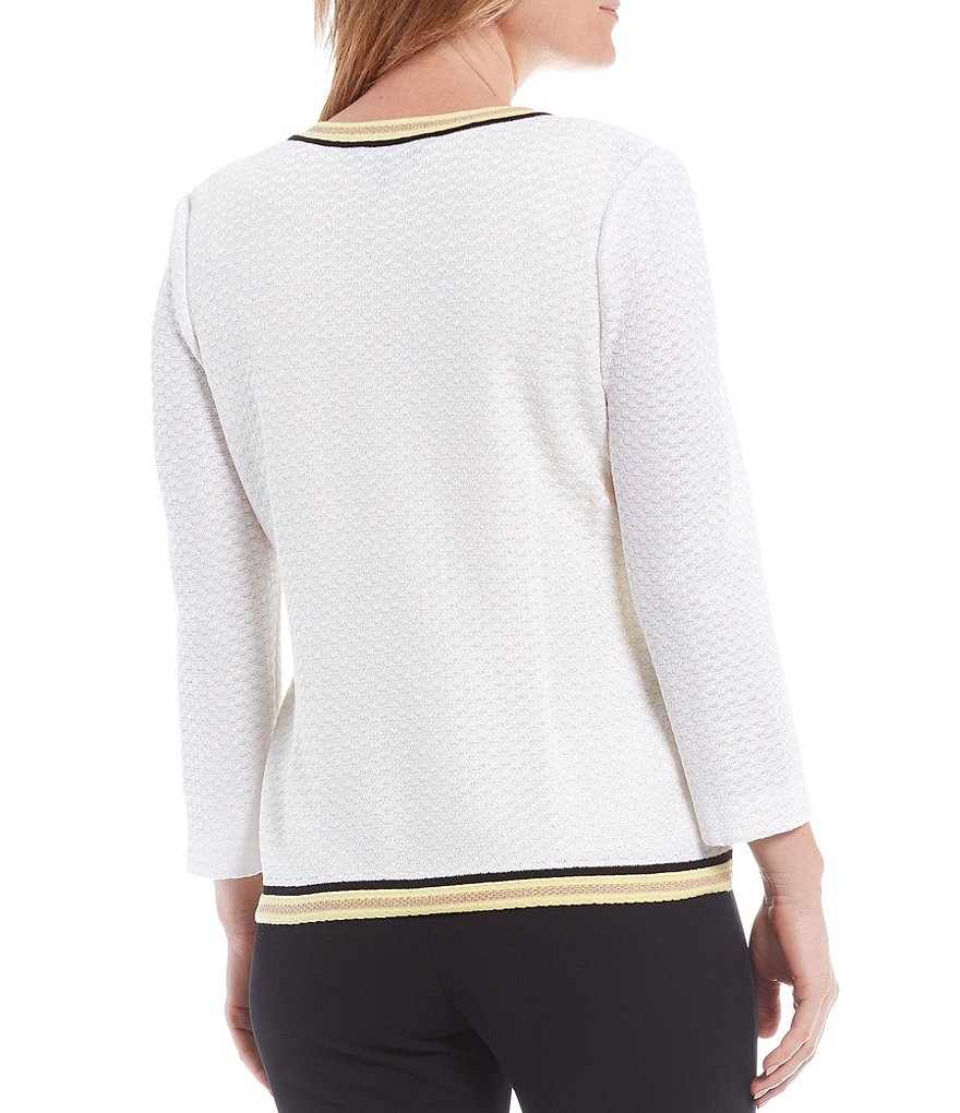 Ming Wang Bracelet Sleeve Lurex Framed Jacket