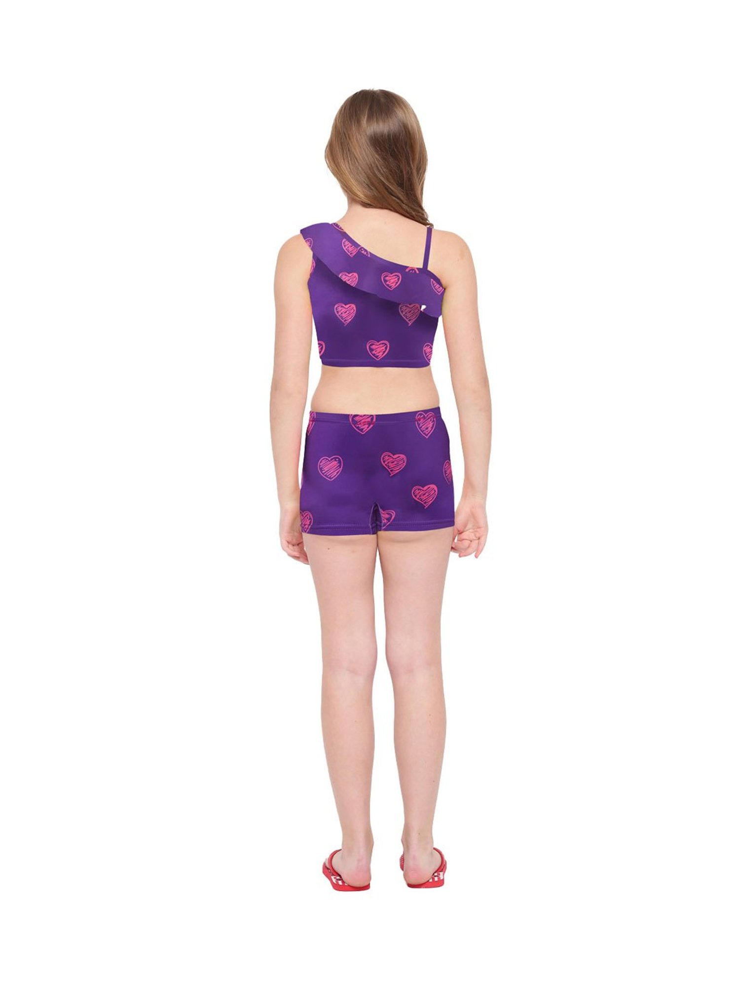 IO Kids Purple Printed Top with Shorts