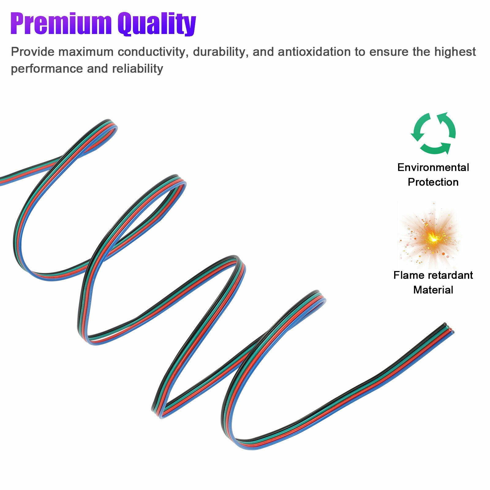 20M 4-PIN Extension Connector Wire Cable Cord For 3528/5050 RGB LED Strip Light