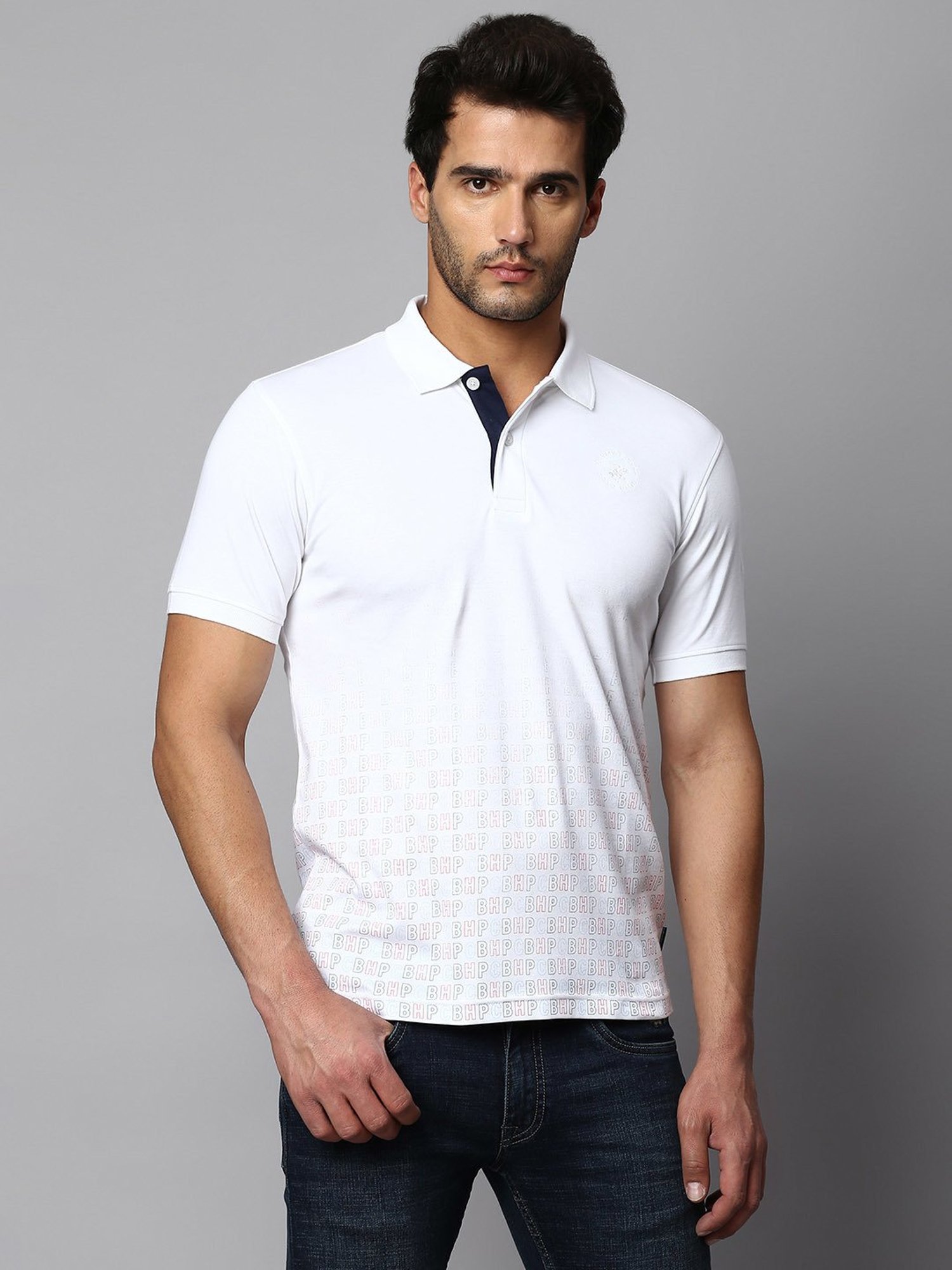 Beverly Hills Polo Club White Regular Fit Cotton Polo T-Shirt