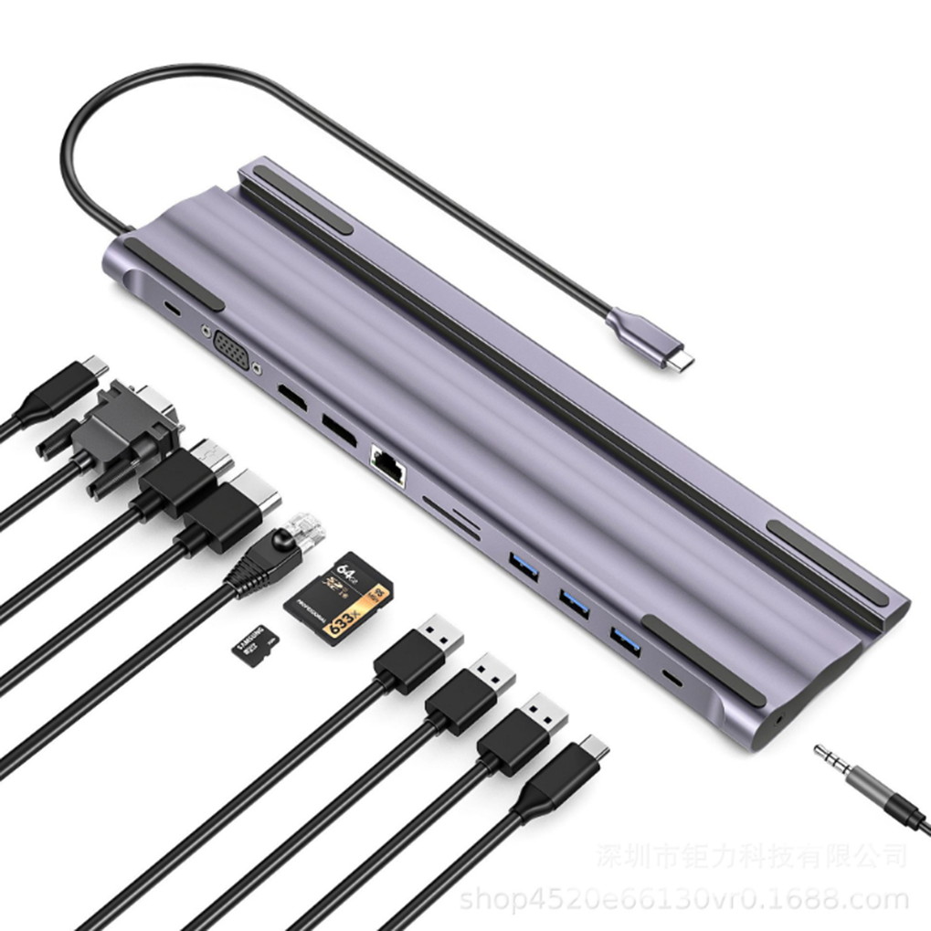 USB C Hub HDMI Ethernet Adapter 11 in 1 USB Type-C Hub to HDMI 4K VGA, Suitable for Samsung Dex Station, Universal Laptop Dock Hub with 87W PD Compatible with MacBook Pro / 2018 2017 / iPad / Air 2018