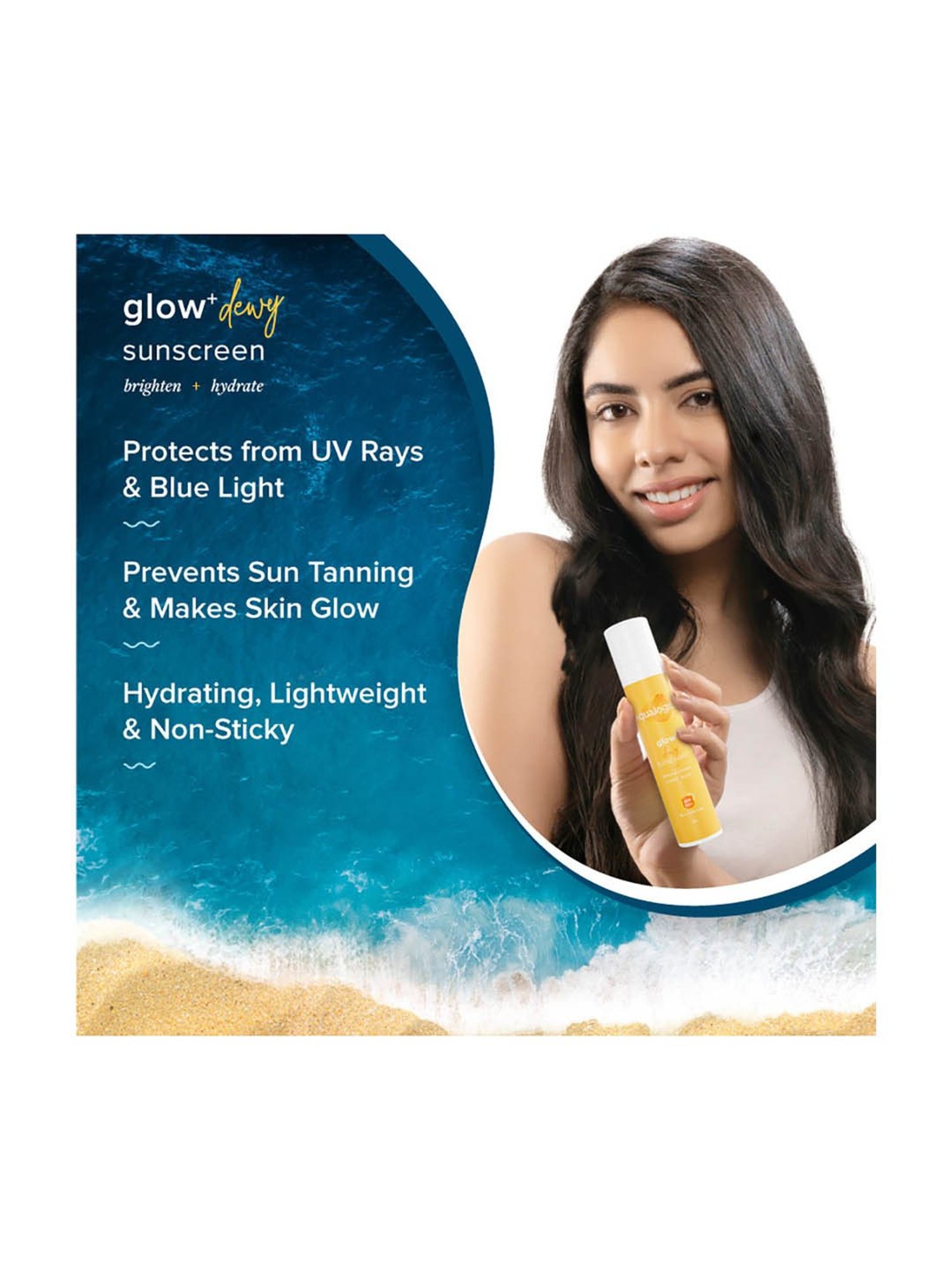 Aqualogica Glow+ Dewy Sunscreen with SPF 50 - 50 gm