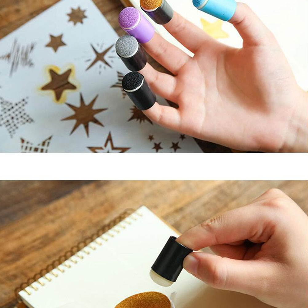 5pcs Drawing Sponge Creative Finger Sponge Stamp Interesting Portable Stamper Toy Painting Tool for Painting Drawing Crafts (Pink)