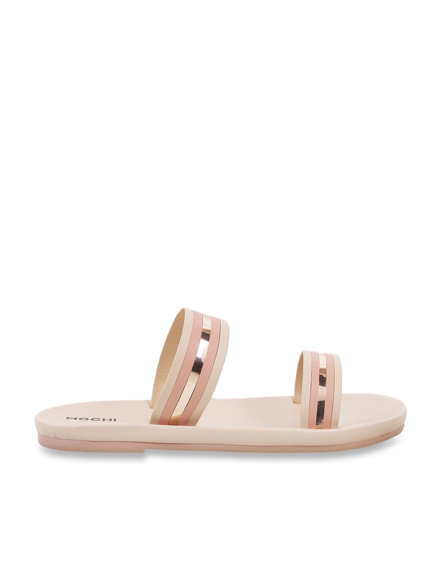 Mochi Women's Beige & Pink Casual Sandals