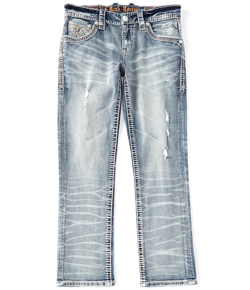 Rock Revival Sawyer Destructed Five-Pocket Straight Fit Denim Jeans