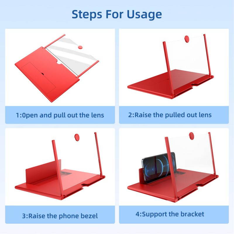 Donwell 12" Mobile Phone Screen Magnifier 3D HD Video Amplifier Pull-out Stand Bracket For Apple iPhone 11/11Pro/11Pro Max/12/12 Pro/12 Pro Max,For Samsung Galaxy Note 20/20 Ultra/Note 10+/10+5G