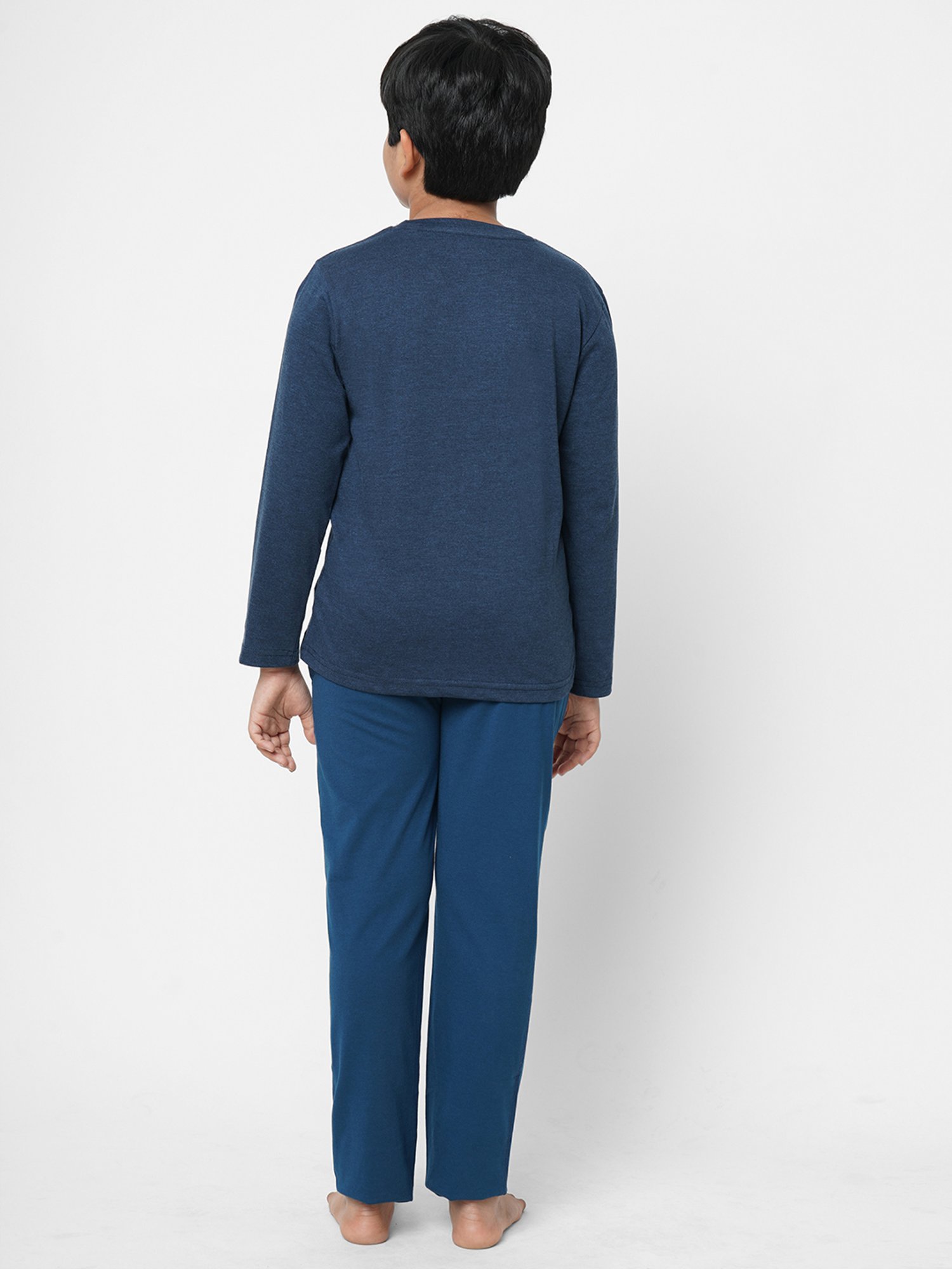 Sweet Dreams Kids Navy & Teal Printed Full Sleeves T-Shirt with Pyjamas