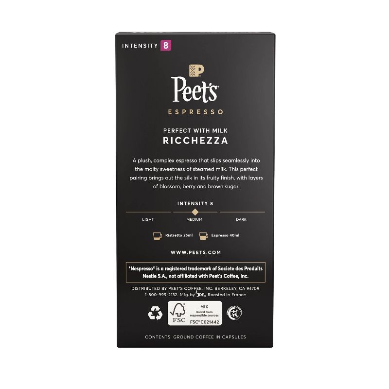 Peet's Espresso Ricchezza Medium Roast Aluminum Capsules - 10ct/1.87oz