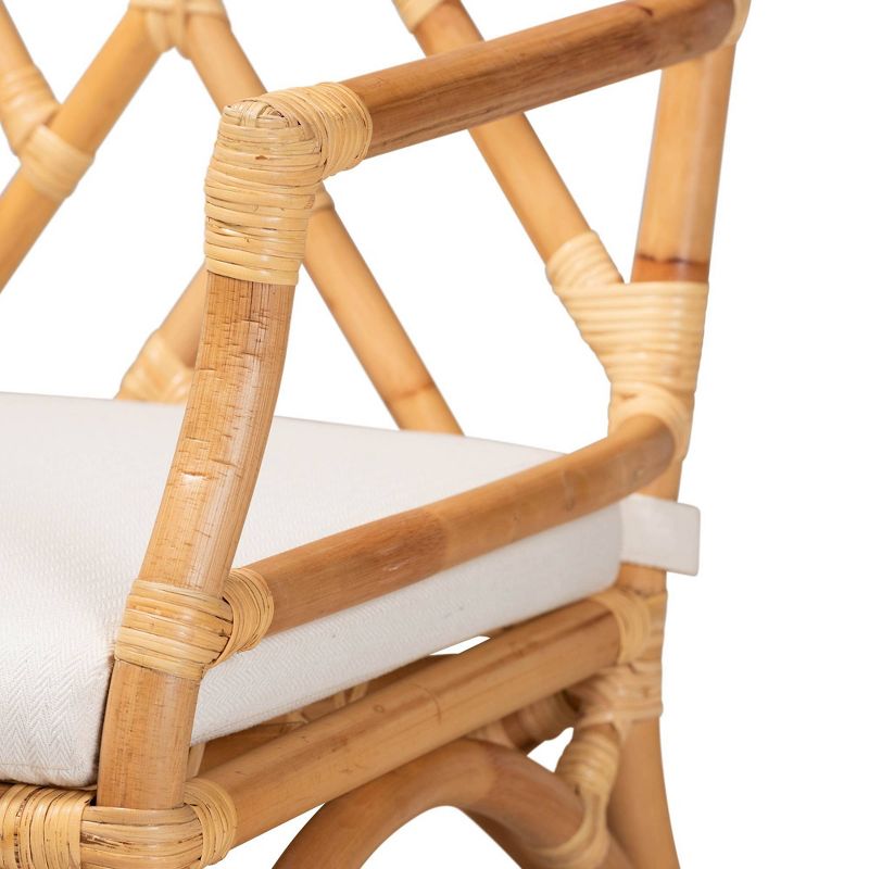 Delta Rattan Armchair Natural/White - Baxton Studio