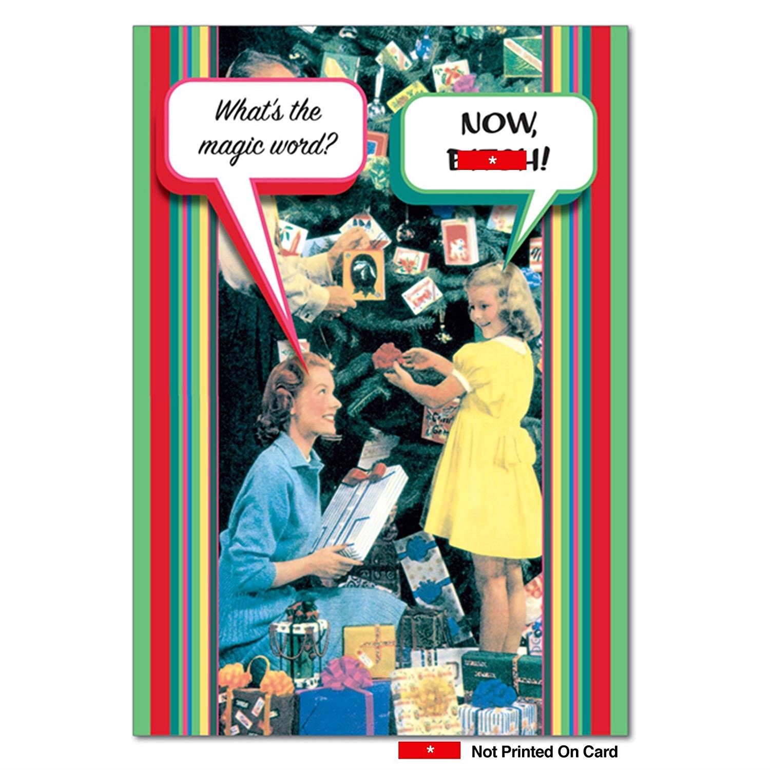 B1080 Box Set of 12 Now Batch Humor Christmas Greeting Cards with Envelopes - Adult Humor