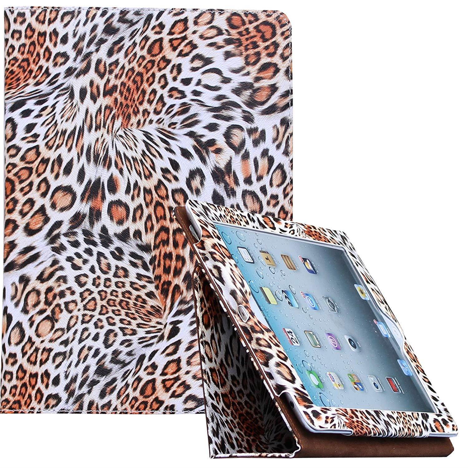 2017/2018 New iPad 9.7 Case - JYtrend (R) Folio Stand Magnetic Smart Cover for Apple iPad 5th/6th Gen A1822 A1823 A1893 A1954 with Auto Wake/Sleep (Leopard)