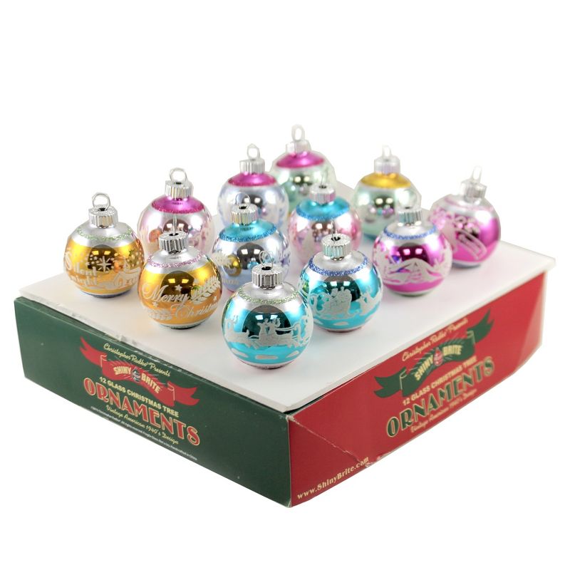 Shiny Brite 1.75" Vintage Celebration Flocked Ro# Shiny Brite  -  Tree Ornaments