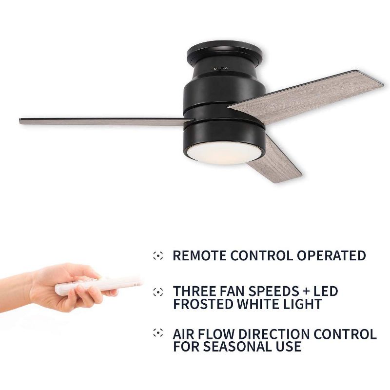 42" Matte Black Ceiling Fan with Frosted White Glass Light (Includes Remote)- Hearth Brands