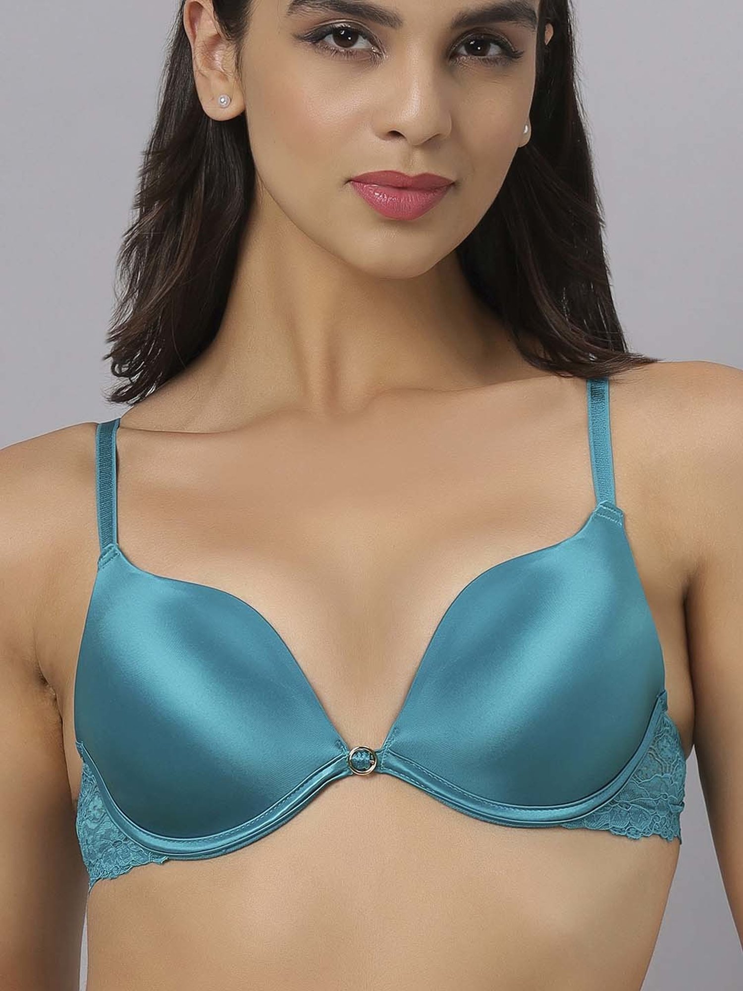 Soie Blue Lace Work Bra Panty Set