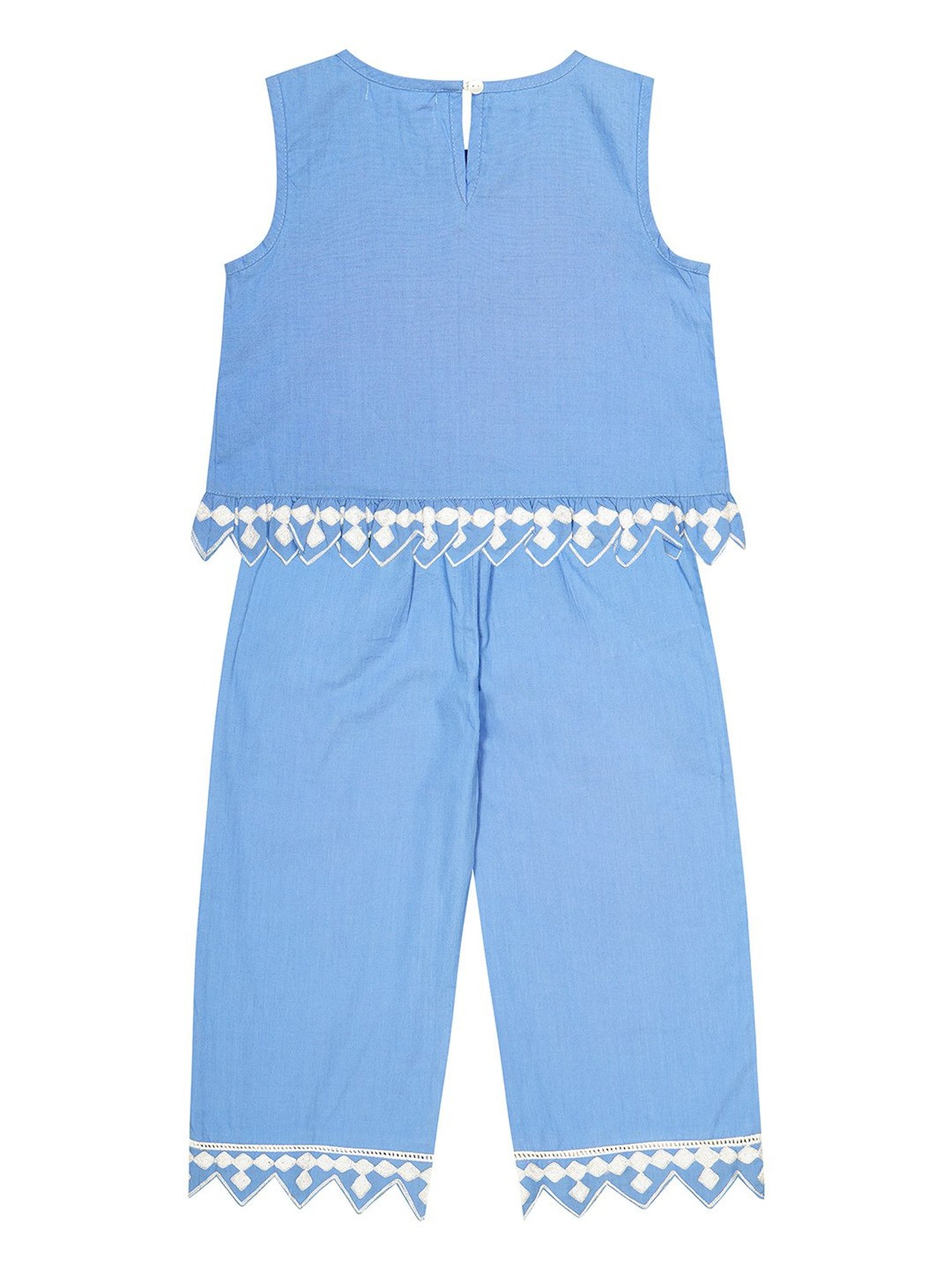 Budding Bees Kids Blue Embroidered Top with Pyjamas