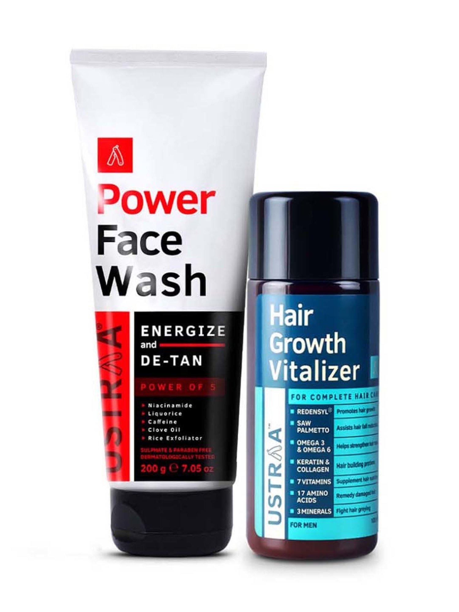 Ustraa Power Face Wash & Hair Growth Vitalizer Combo Set