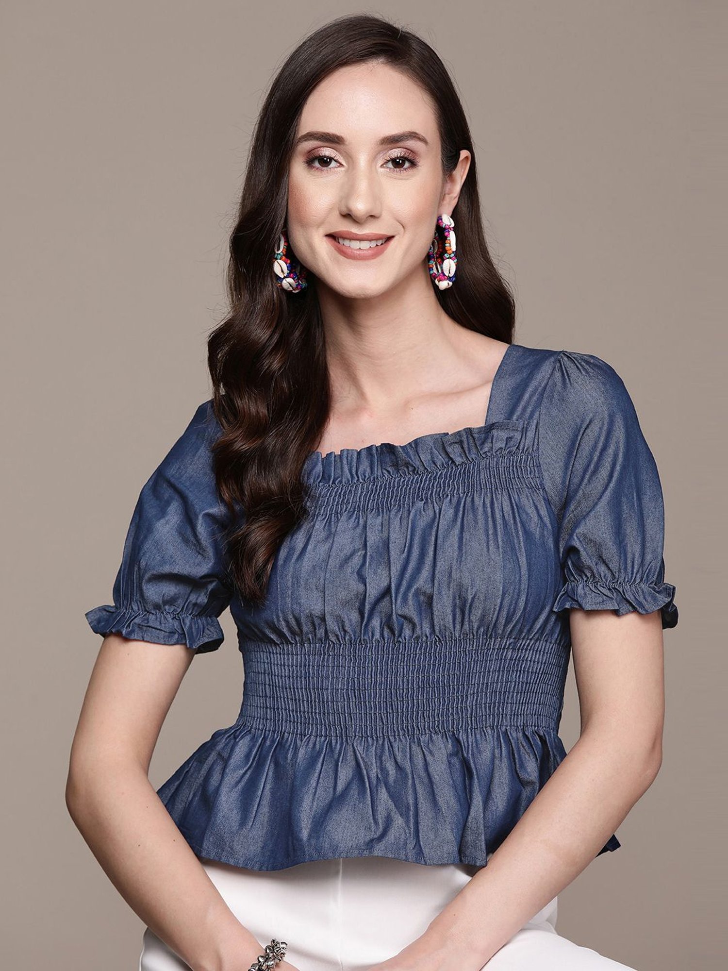 Ishin Navy Regular Fit Top