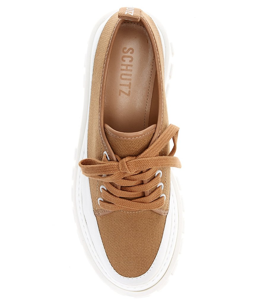 Schutz Krystal Canvas Lug Sole Platform Oxford Sneakers