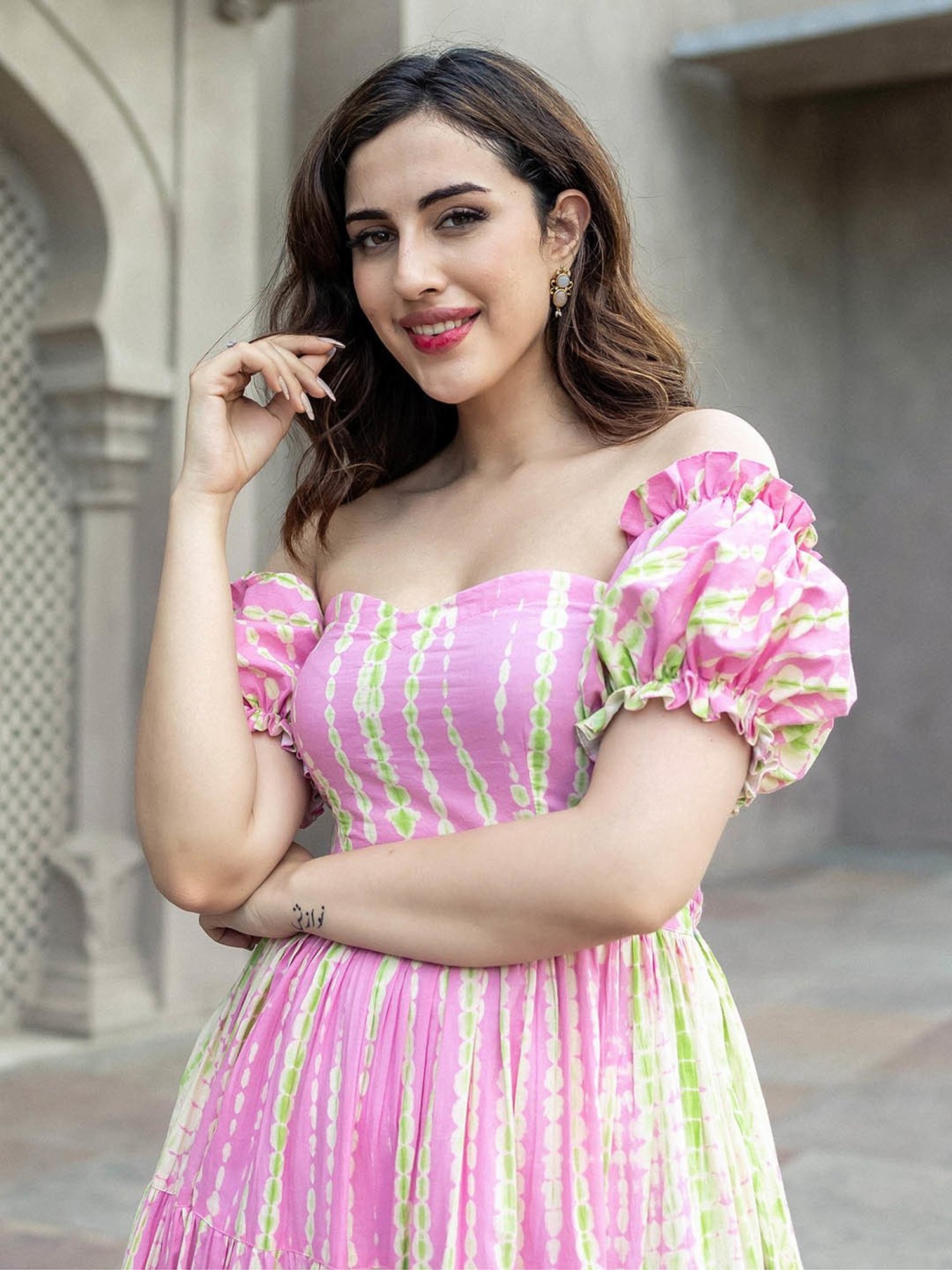 AACHHO Pink Akira Shibori Cotton Dress