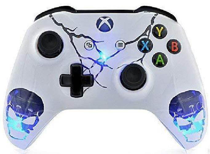 Skulls White Xbox One S Rapid Fire Custom Modded Controller 40 Mods for All Major Shooter Games, Auto Aim, Quick Scope, Auto Run, Sniper Breath, Jump Shot, Active Reload & More (with 3.5 Jack)