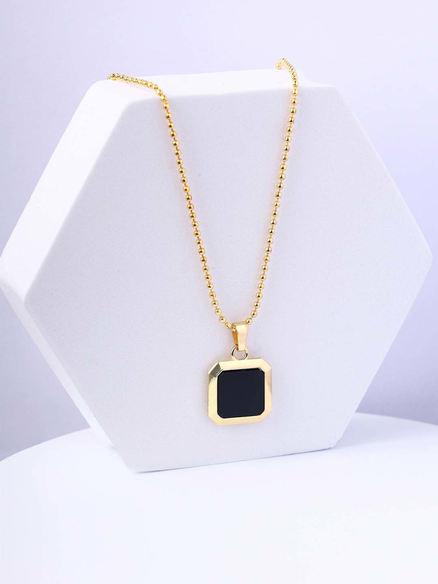 Bold By Priyaasi Men's Gilded Chain with Black Pendant