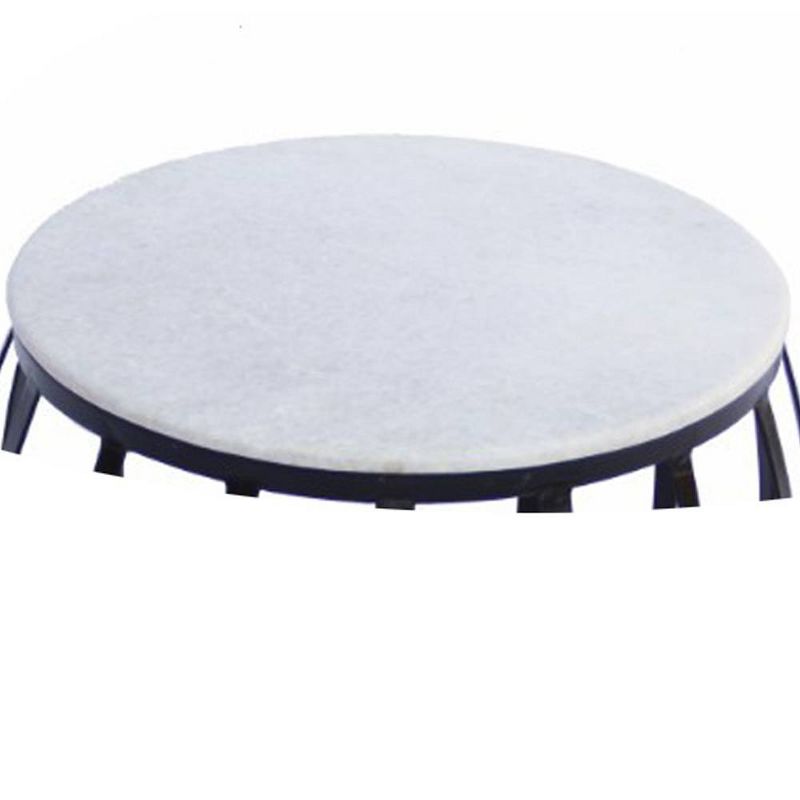 Concave Base Round Marble Top Side or End Table White/Black - The Urban Port