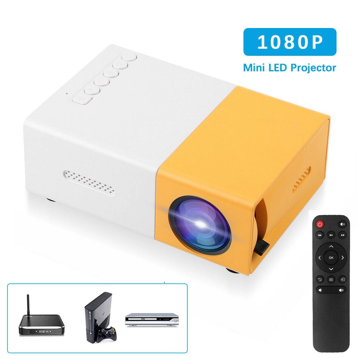 YG300 Portable Mini LED Projector HD 1080P Home Theater Cinema USB HDMI AV SD US