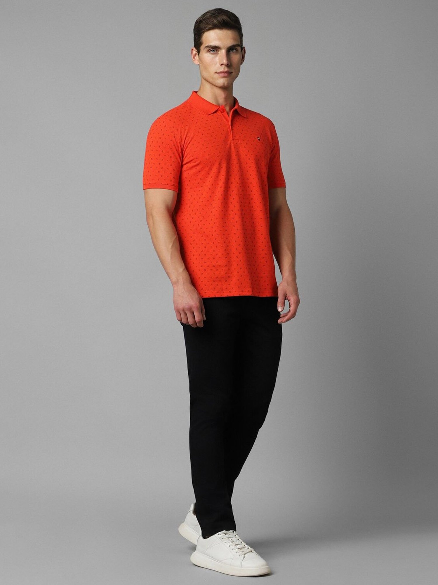 Louis Philippe Sport Orange Slim Fit Printed Polo T-Shirt
